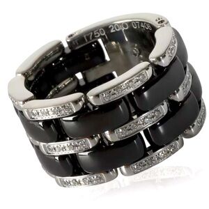 ✨ Stunning One Of A Kind CHANEL Ultra Diamond Black Ceramic 18k White Gold Ring✨